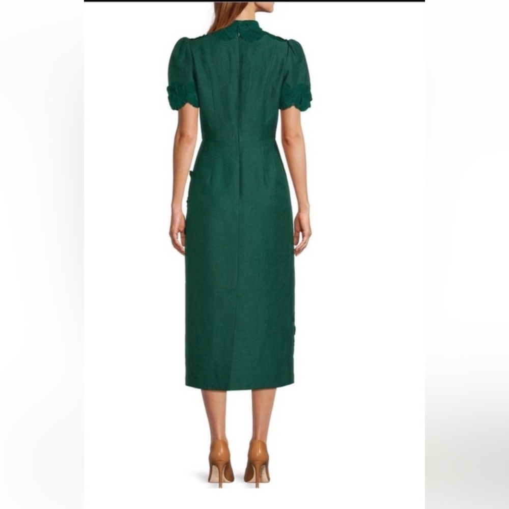 ANTONIO MELANI NWT Willow Floral Applique Mock Neck Short Sleeve Midi Dress - Picture 2 of 11